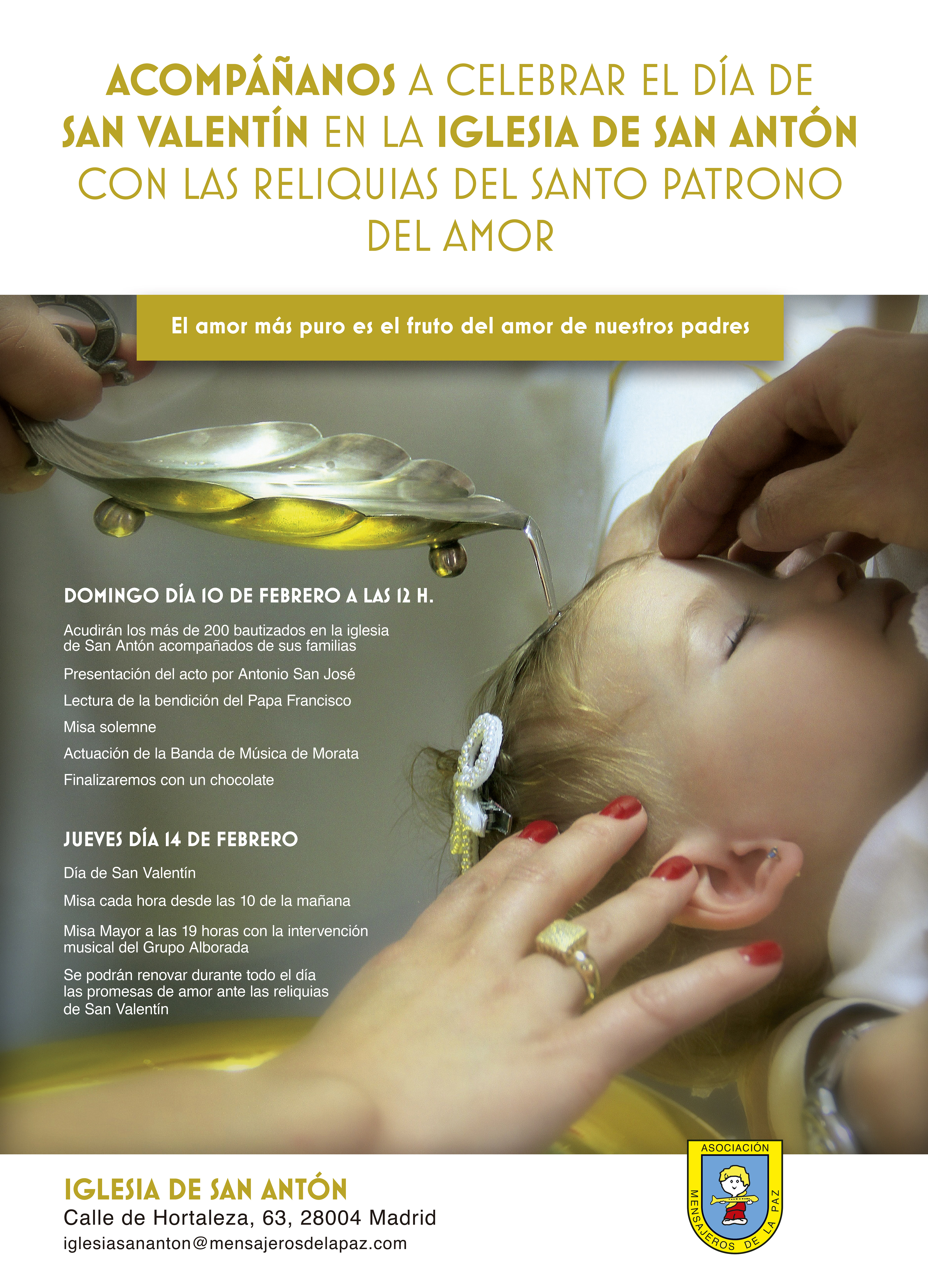 PRENSA – El padre Ángel reúne este domingo a partir de las 12 horas en su iglesia de San Antón a más de 200 niños y adultos a los que allí ha bautizado